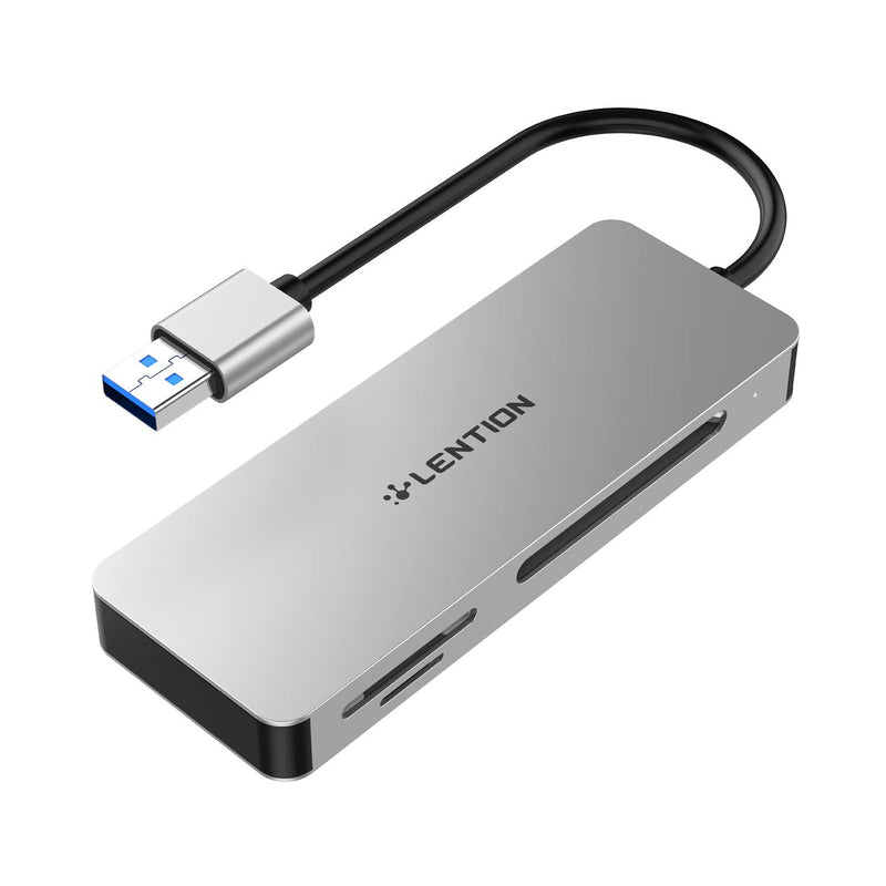 LENTION USB 3.0 to CF/SD/Micro SD Card Reader, SD 3.0 Card Adapter for SD/SDHC/SDXC/MMC/RS-MMC/Micro SD/Micro SDHC/Micro SDXC/CF Type I, Compatible Windows, MacOS, ChromeOS, More (CB-H12, Space Gray)
