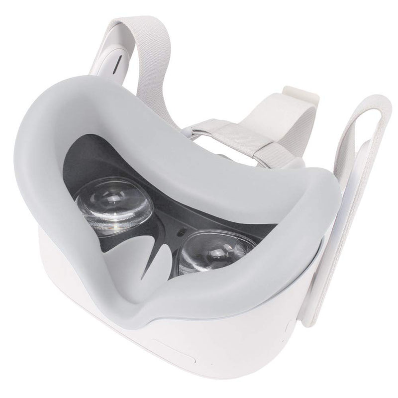 APOSU Silicone VR Face Cover for Oculus Quest 2, Face Pad Cushion Compatible with Oculus Quest 2 VR Headset Face Cover Skin Accessories (Light Gray) Light gray