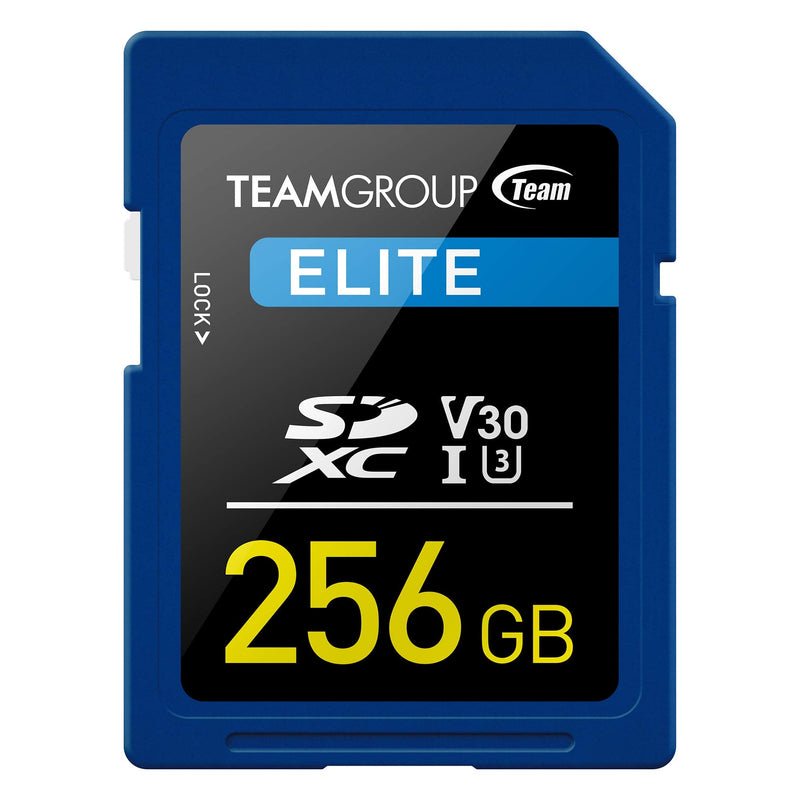 TEAMGROUP Elite 256GB UHS-I U3 V30 4K UHD Read Speed up to 90MB/s SDXC Memory Card for Professional Vloggers, Filmmakers, Photographers & Content Curators TESDXC256GIV3001 ELITE U3 V30