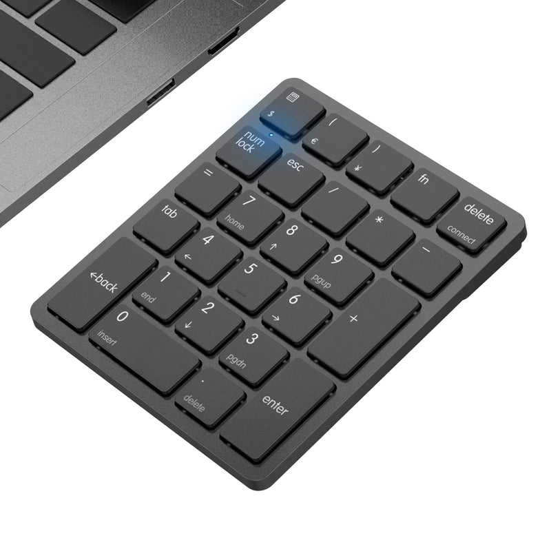 Bluetooth Number Pad, Havit USB Wireless Numeric keypad 26 Keys Portable Mini Financial Accounting Rechargeable Numeric Pad for Laptop Desktop, PC, Surface Pro,Notebook (Black) Black