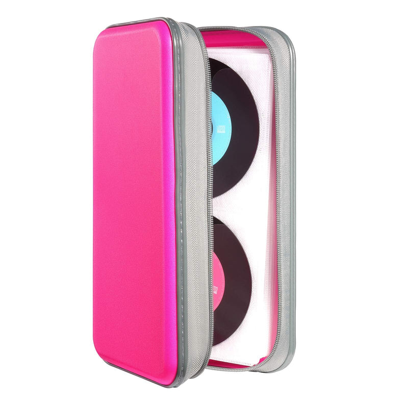 [AUSTRALIA] - UENTIP 96 Capacity CD Case,Portable DVD Hard Plastic Case Holder CD Organizer Wallet Protective DVD Storage (96, Pink) 