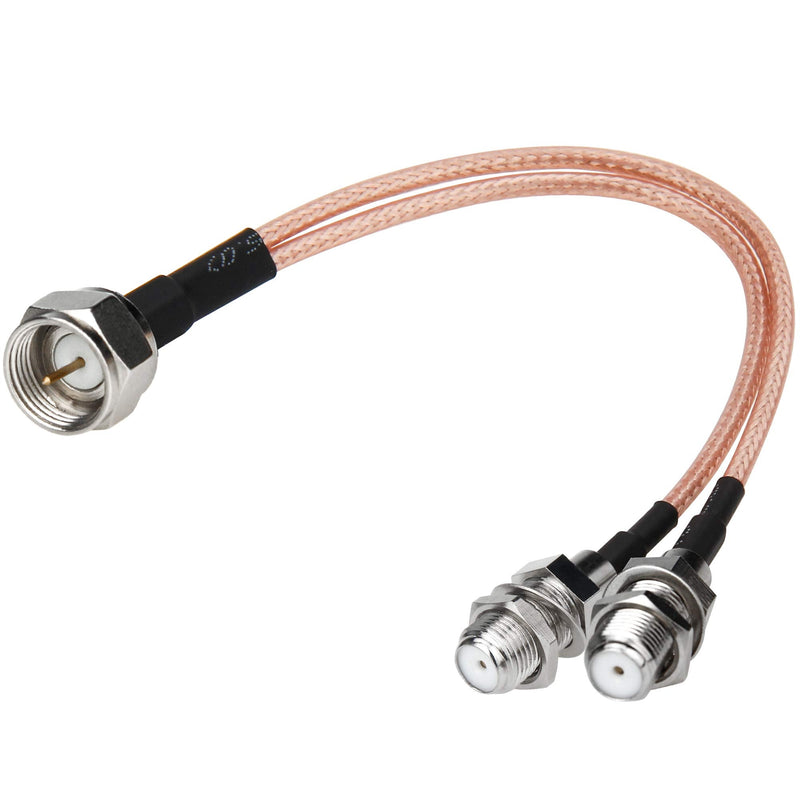 F-Type RG6 Splitter Coax Cable, 75Ohm TV Antenna 3 Way Splitter Combiner RFAdapter F Male to F Dual Female RG316 Coaxial Cable 6inch 1 Pack