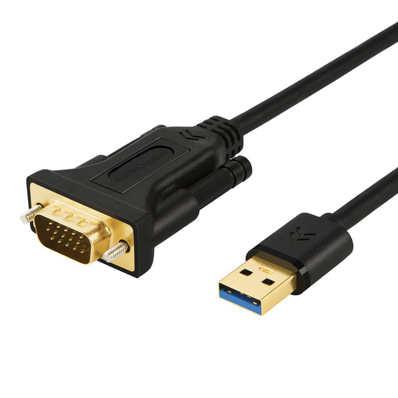 CableCreation USB 3.0 to VGA Cable 6 Feet, USB to VGA 15 Pin Adapter Cord 1080 P @ 60Hz, Monitor Display Video Converter ONLY Supports Windows 10/8.1/8/7, Black 6Feet