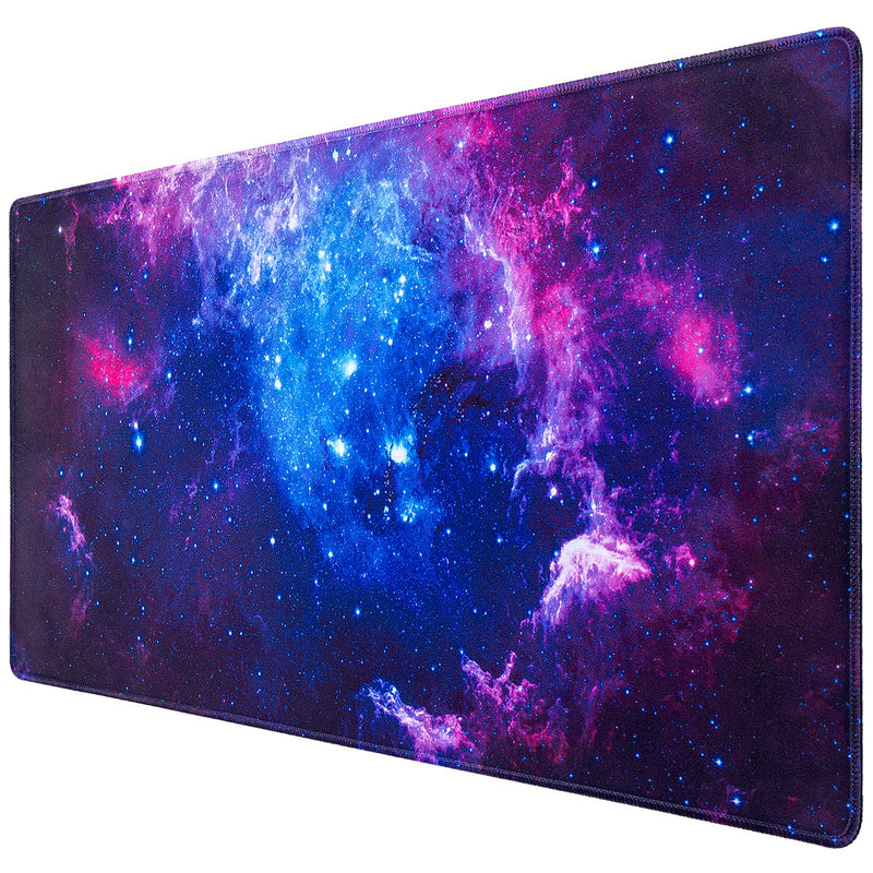 Gaming Mouse Pad, Canjoy Extended Mouse Pad, 31.5x15.7inch XXL Large Big Computer Keyboard Mouse Mat Desk Pad with Non-Slip Base and Stitched Edge for Home Office Gaming Work, Galaxy Print Blue-Galaxy