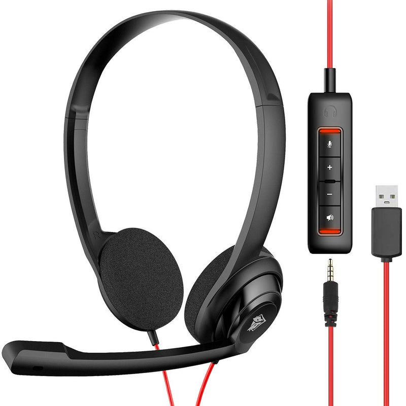 NUBWO USB Headset with Microphone for Laptop PC, headphones with Noise Cancelling Microphone for Computer, On-Ear Wired Office Call Center Headset for Boom Skype Webinars, In-line Control, Lightweight 1 Unit
