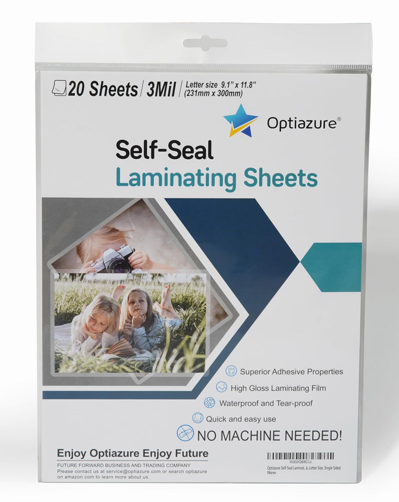 [AUSTRALIA] - Self-Seal Laminating Sheets 9.1"x11.8" Inches, 3mil 20Pack, Letter Size, Single Sided 20-Sheets 