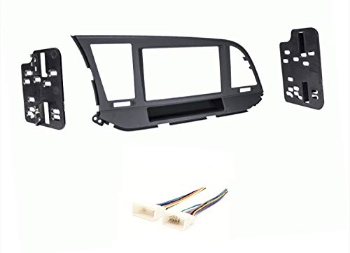 Car Stereo Dash Mount Kit and Wire Harness Combo to Install a Double Din Size Aftermarket Radio Made for 2017-2018 Hyundai Elantra- No 7 inch Factory Radio