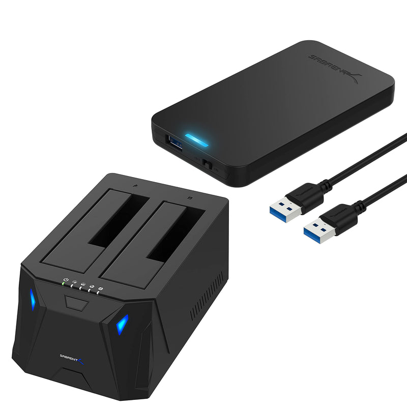 Sabrent USB 3.0 to SATA I/II/III Dual Bay External Hard Drive Docking Station + 2.5-Inch SATA to USB 3.0 Tool-Free External Hard Drive Enclosure
