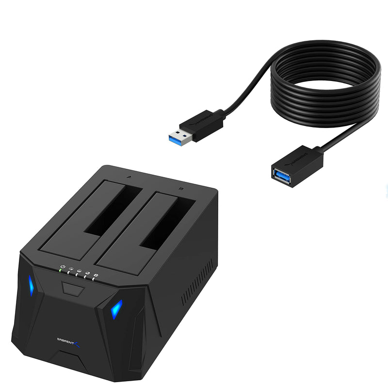 Sabrent USB 3.0 to SATA I/II/III Dual Bay External Hard Drive Docking Station + 22AWG 10 Feet USB 3.0 Extension Cable