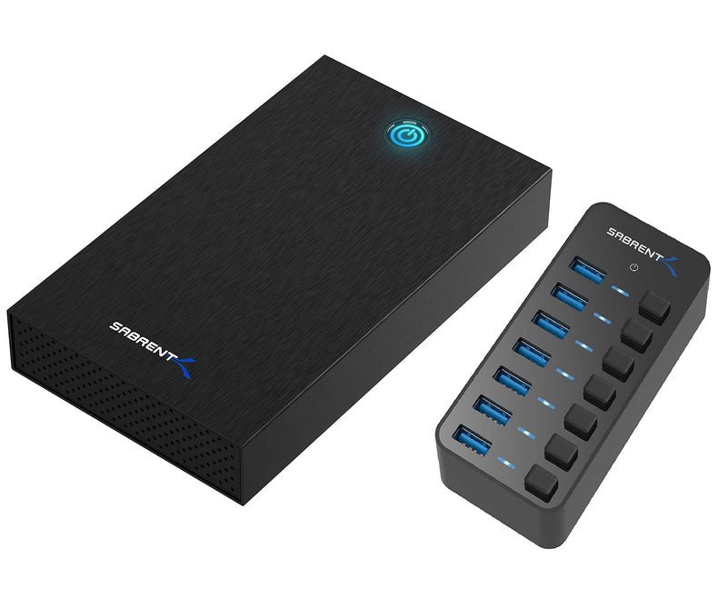 Sabrent USB 3.0 Tool-Free Enclosure + 36W 7-Port USB 3.0 Hub with Individual Power Switches