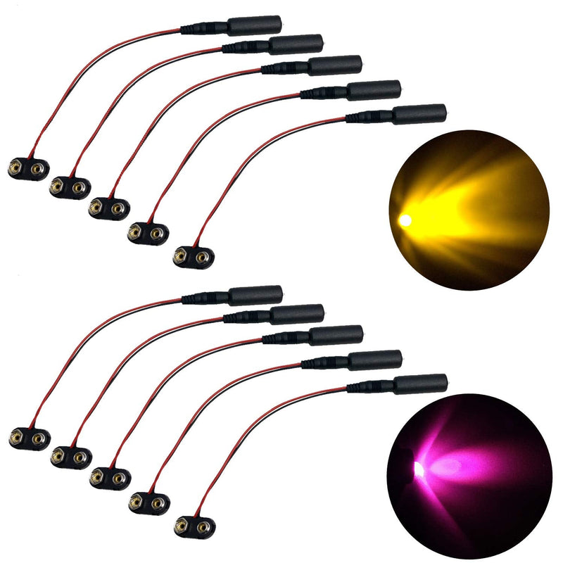 5 Amber and 5 Purple Micro Effects Lights for Theatrical Prop Costumes 9 Volt Led Spotlight Christmas Decor