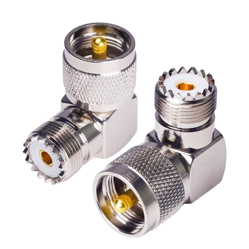 [AUSTRALIA] - Goupchn UHF PL259 Male to SO239 Female RF Coax Coaxial Connector Adapter Right Angle 90° Low Loss 2 Pack for CB Ham Radio Antenna, Coaxial Cable 2PCS 