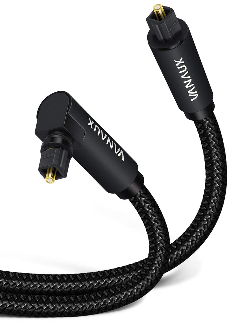 VANAUX 90 Degree Optical Audio Cable Digital Toslink S/PDIF Audio Cable for Home Theater,Sound Bar,TV,Xbox,Playstation - Black (26ft/8m) 26ft/8m