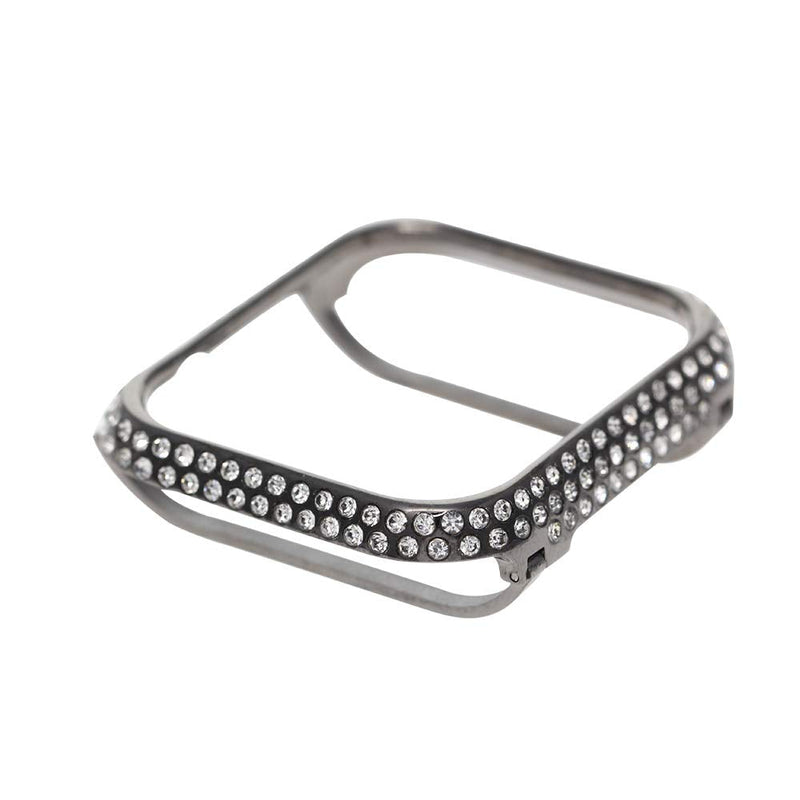 Compatible with Apple Watch Series 6 5 4 SE 3 2 1 Bling Cover Sparkling Rhinestone Diamond Jewelry Case Bezel 40mm 44mm for Men Women (Black Platinum, 44mm)
