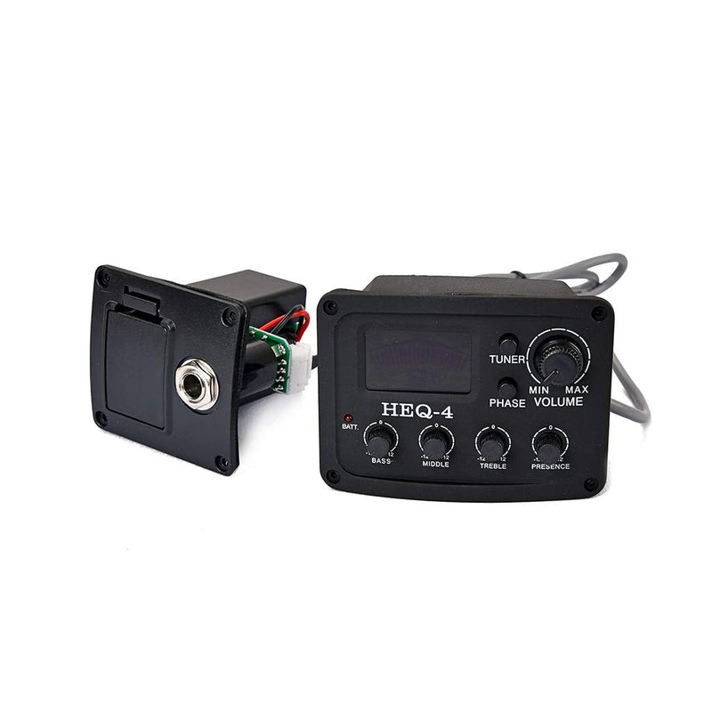 [AUSTRALIA] - Alnicov Guitar 4-Band EQ Equalizer，HEQ-4 Preamp Amplifier Chromatic Tuner Piezo Pickup Black 