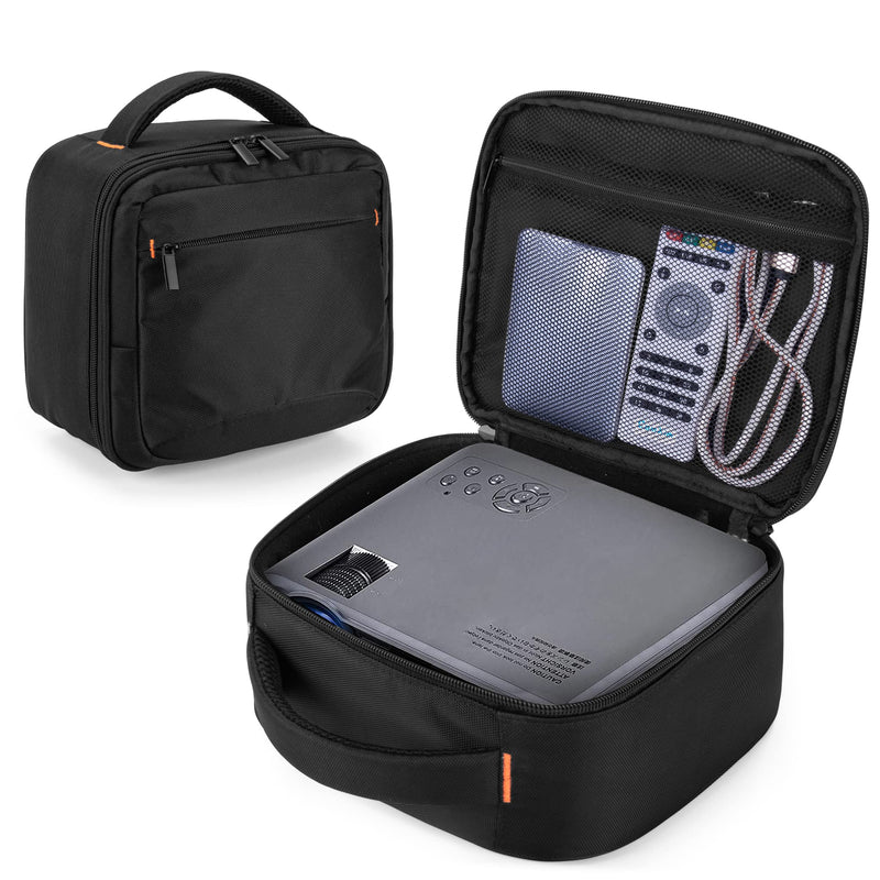 CURMIO Projector Case, Mini Projector Carrying Bag Compatible for DR.J Professional and QKK Mini Projector, Black Single Layer