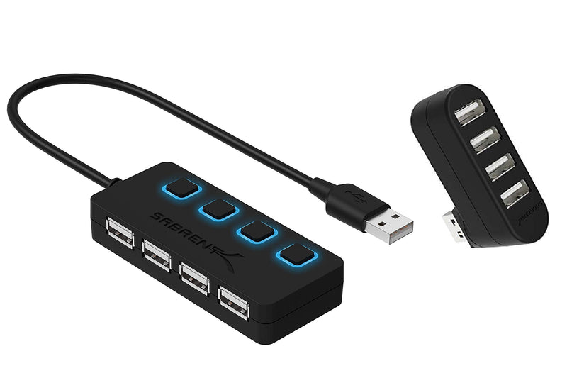 SABRENT 4-Port USB 2.0 Hub + 4-Port USB 2.0 Hub with Individual LED lit Power Switches
