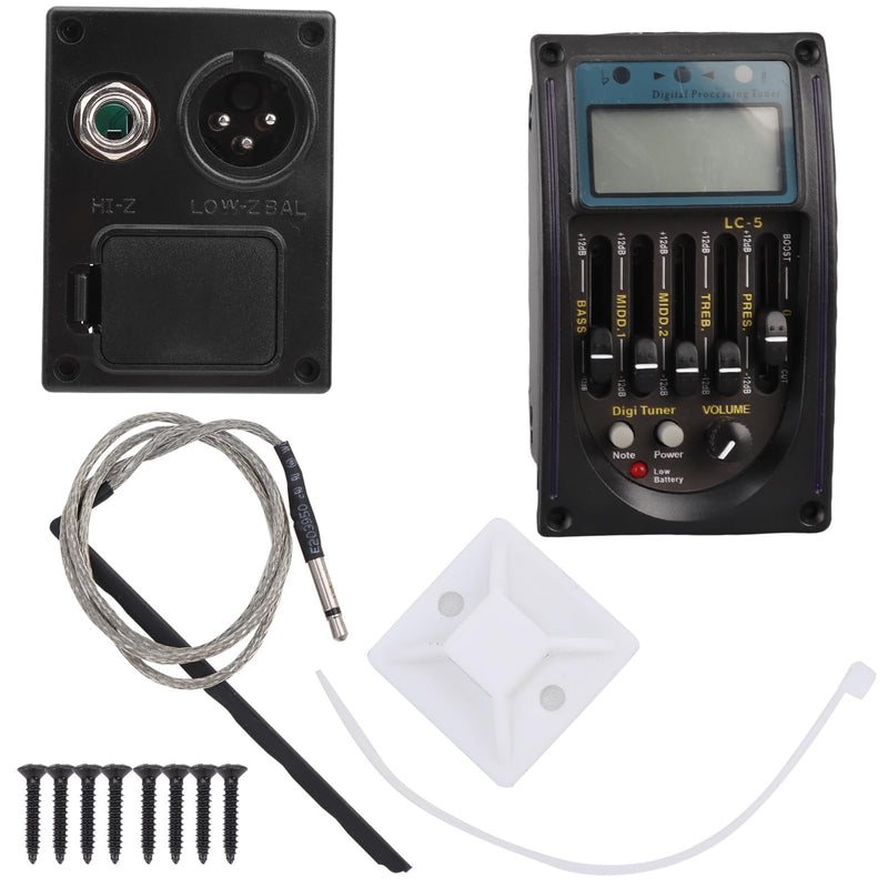 5 Band Guitar Pickup EQ Equalizer Piezo Pickup with LCD Display Tuning Function Guitar Preamp Pickup