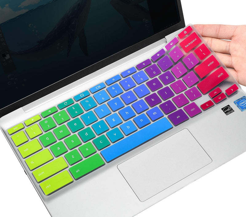 Colorful Keyboard Cover for HP Chromebook X360 11.6/14 inch, HP Chromebook 11 11A-NB0013DX/G7 EE/G6 EE/G2/G3/G4/G5, HP Chromebook 14-db/ca/ak/DA 14B-CA 14a-na Series, Chromebook Skin, Rainbow