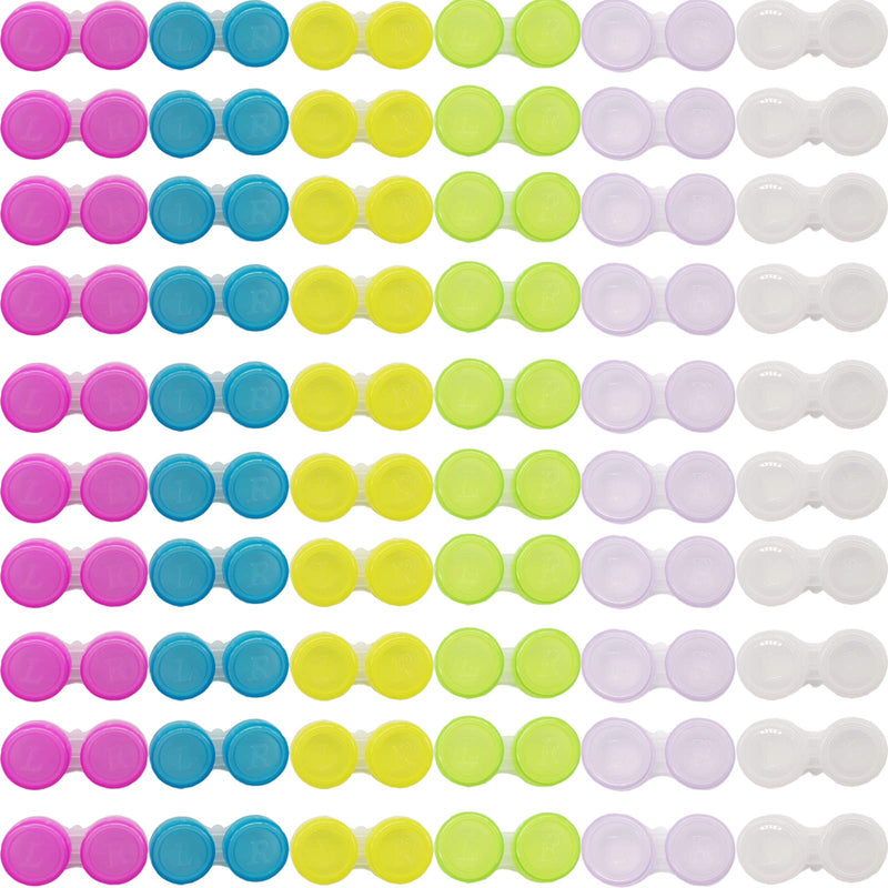 60PCS Contact Lens Cases Contact Lens Holder Box Left/Right Eyes Contact Lens Container, 6 Colors