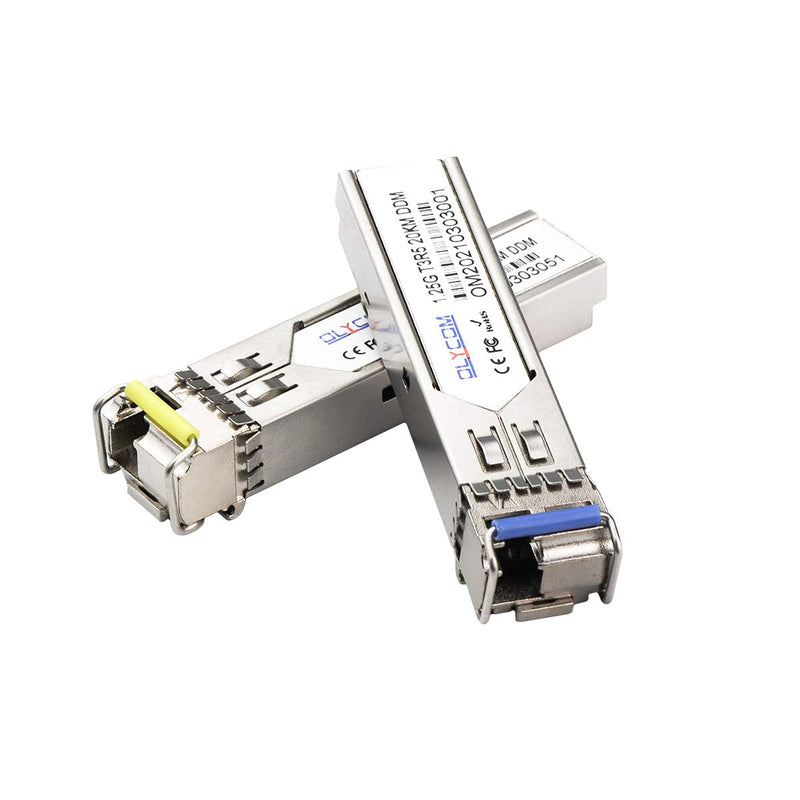 One Pair of 1.25G SFP Bidi Single Fiber Transceiver 1310nm/1550nm SMF LC Connector up to 20 km for Open Switches
