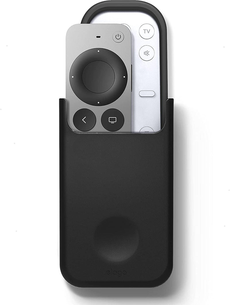 elago Universal Remote Holder Mount Compatible with Apple TV Remote and All Other Remote Controls - Reusable Gel Pad or Screw Mounting Options, Available Wired Charging [ Medium ] [Black] Black
