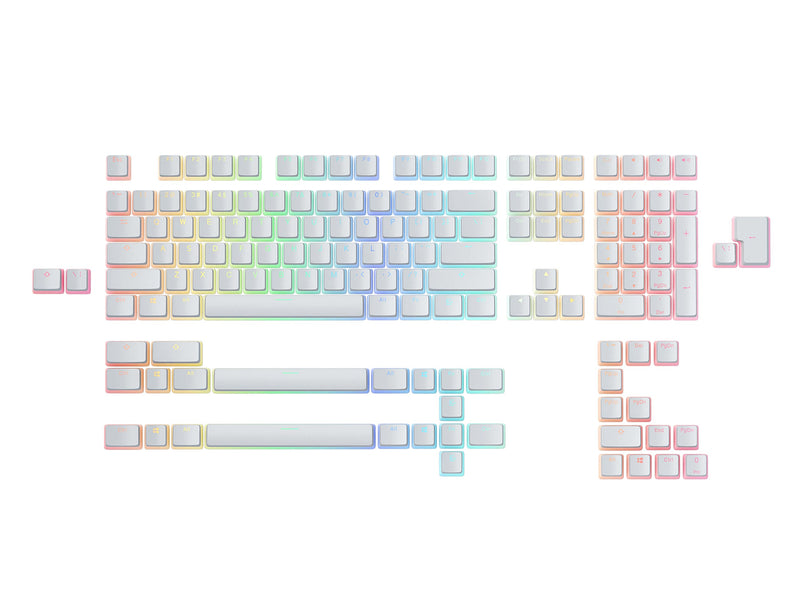 Glorious Aura V2 (White) - PBT Pudding Keycaps for Mechanical Keyboards - ANSI (US), ISO Compatible - Supports Full Size, TKL, 75%, 60% Layouts Aura V2 (White)