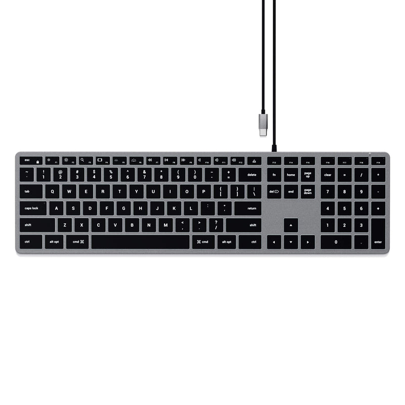Satechi Slim W3 Wired Backlit Keyboard with Numeric Keypad – Illuminated Keys & Built-in USB-C Connection – Compatible with 2021 MacBook Pro M1 Pro & Max, 2021 iMac, 2020 Mac Mini, 2020 MacBook Air