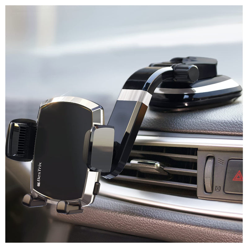 Bestrix SmartClamp Car Phone Mount | Dashboard Cell Phone Car Phone Holder Compatible with iPhone 13 12 11 Pro, Xr, Xs, XS MAX,XR,X, Galaxy S20 Note 20 Ultra & All Smartphones
