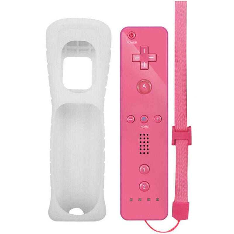 Wireless Motion Remote Controller Gamepad for Wii/ Wii U, w/ Silicone Case & Hand strap (Pink) Pink