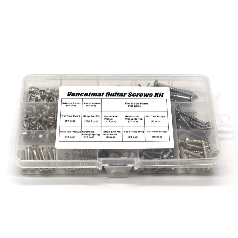 [AUSTRALIA] - Guitar Screws Kit, Guitar Hardware Luthier Parts-kit for Tele/Strat/SQ,Switch,Tuner,Machine Head, Neck Plate,Pickguard,Guitar Strap End Pins,Pickup,Bridge,Guitar DIY Kit(Metric, Chrome) 