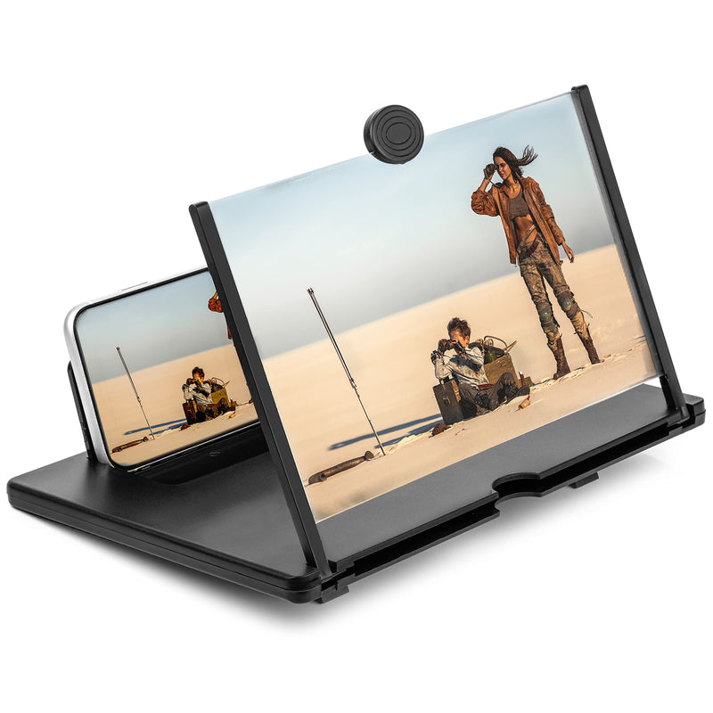 12" Phone Screen Magnifier - 3D Screen Magnifier for Cell Phone - Universal Smartphone Magnifying Screen - Thin and Portable Mobile Phone Screen Amplifier - Compatible with iPhone (Black, 12 inch) Black