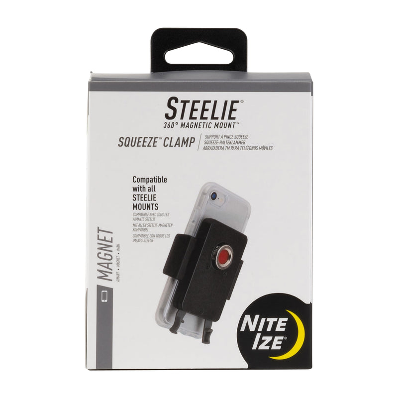 Nite Ize Steelie Squeeze Clamp - Universal Dashboard Mount for Hands-Free Use - Easy-Squeeze Levers - Continuous Force Springs - 360-Degree Rotation Magnetic Holder - Compatible with Wireless Chargers Phone Holder