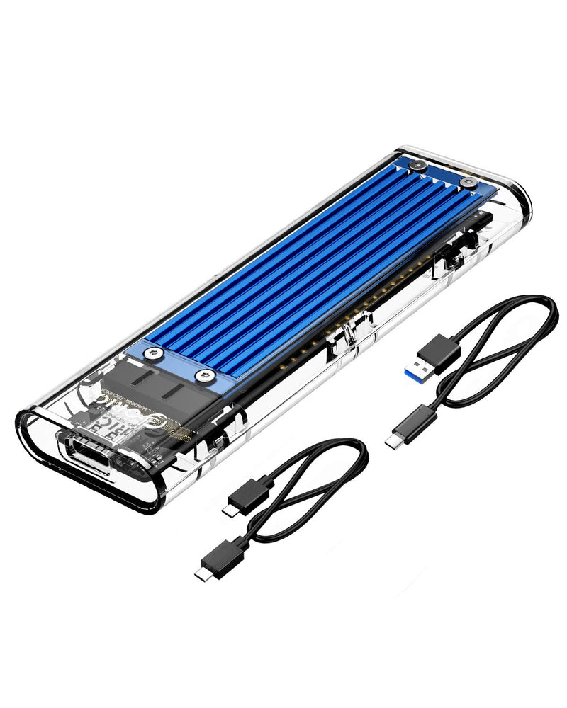 ORICO NVME M.2 to Type-C USB3.1 Gen2 10Gbps Transparent External Solid State Drive Adapter Enclosure for 2280 2260 2242 2230 PCI-E M2 M-Key SSD, USB Type C Converter Case (TCM2-Blue) Blue