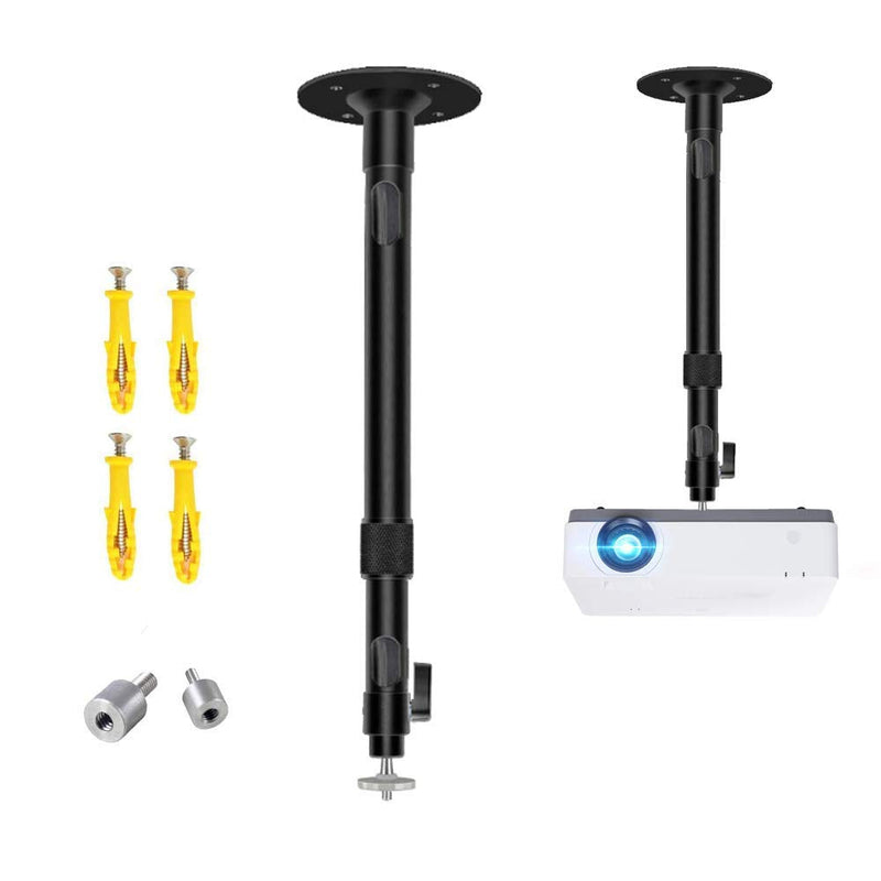 Upgraded Longer Projector Mount, Universal Extending Projector Ceiling Mount with Height Extendable Length 15-22 in / 37-56 cm Adjustable 360°Angle Rotatable Drop Ceiling Projector Mount Black Medium