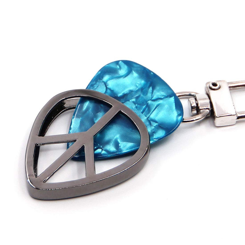 [AUSTRALIA] - Peace Shaped Guitar Pick Holder Keychain for Guitarists (Metal Black) Metal Black 