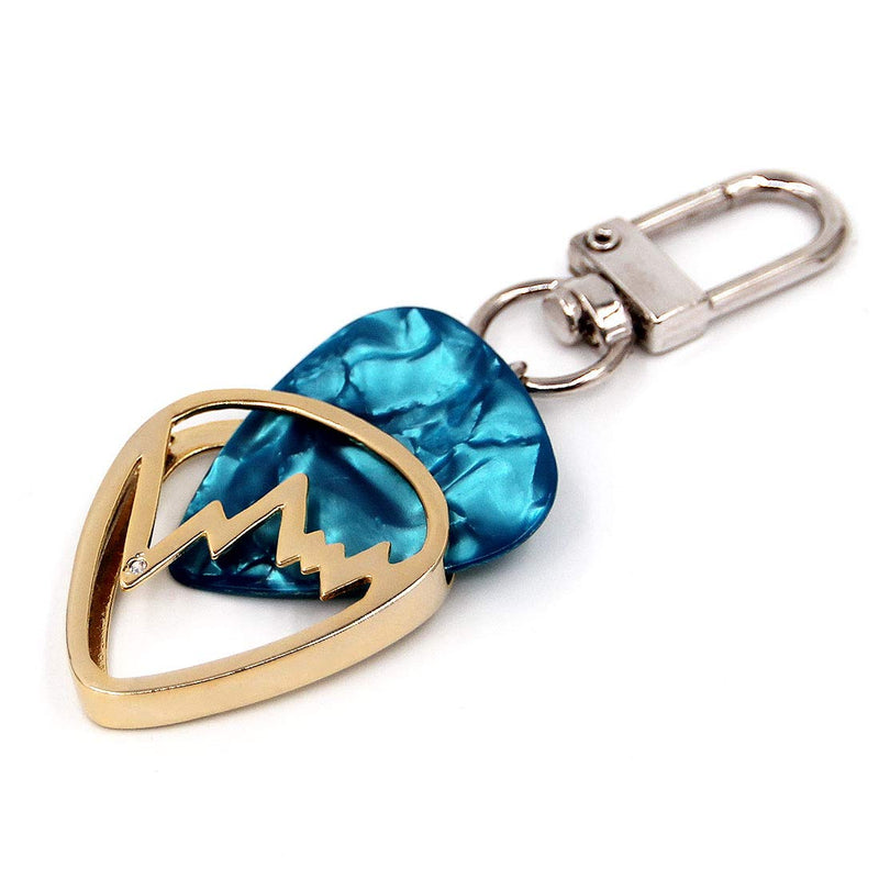 Soundwave Shaped Guitar Pick Holder Keychain for Guitarists (Gold) Gold