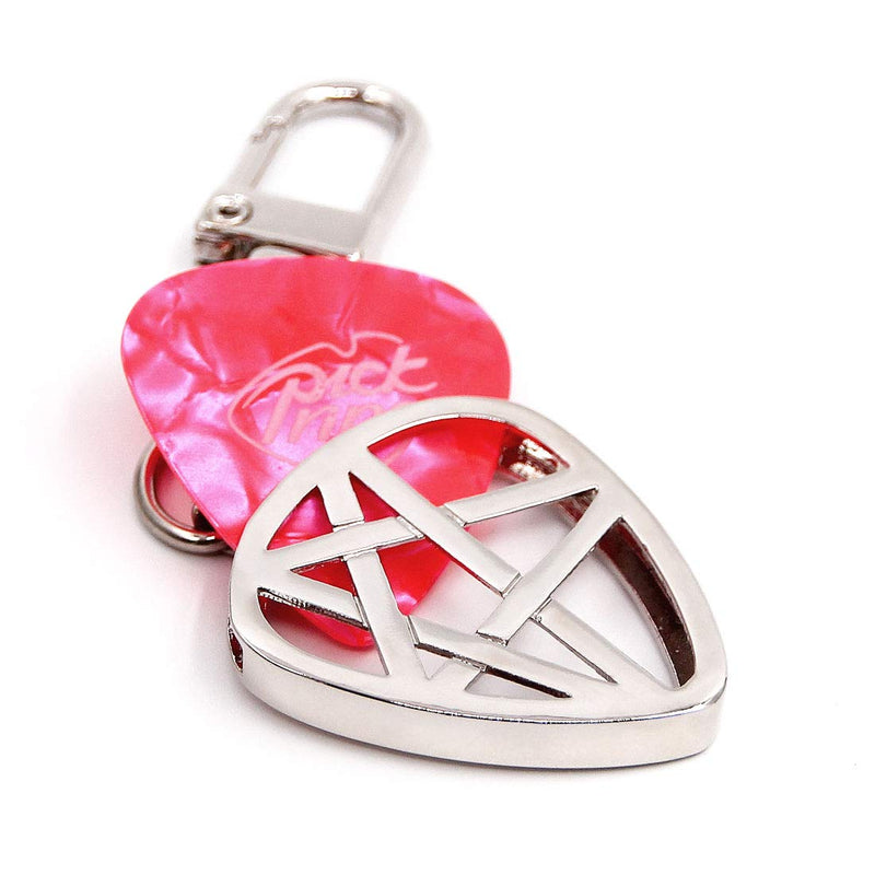 Star Shaped Guitar Pick Holder Keychain for Guitarists (Silver) Silver