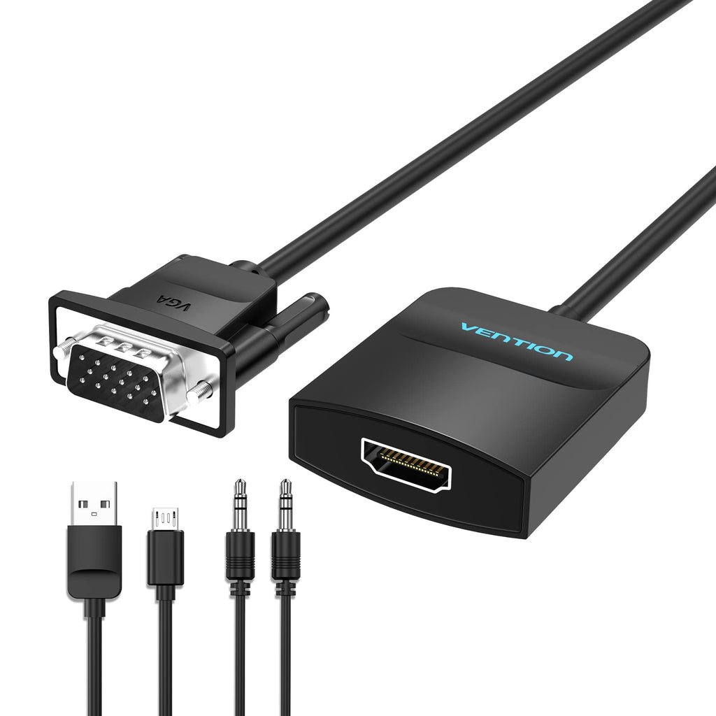 VENTION VGA to HDMI Adapter-1080P Video Dongle Adaptador VGA Converter with Audio Cable (1.5FT), Male to Female for PC,Monitor HDTV (Note: VGA to HDMI Only, Not Bi-Directional) 1.5FT