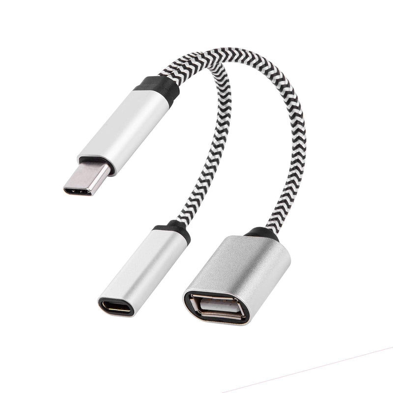USB C OTG Adapter Compatible for Chromecast with Google TV, Samsung Galaxy S20 S10 S9 Android Smartphone, GoPro Hero 7 8 9 to Add Storage - Y Splitter Cable with PD Power Charging