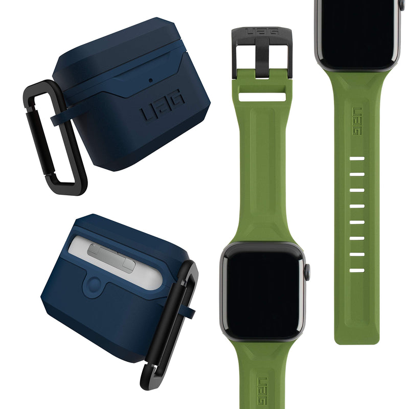 UAG Scout Watch Strap Compatible with Apple Watch 44/42mm Series 6/5/4/SE (Olive) + UAG Case Compatible with AirPods Pro (Mallard)