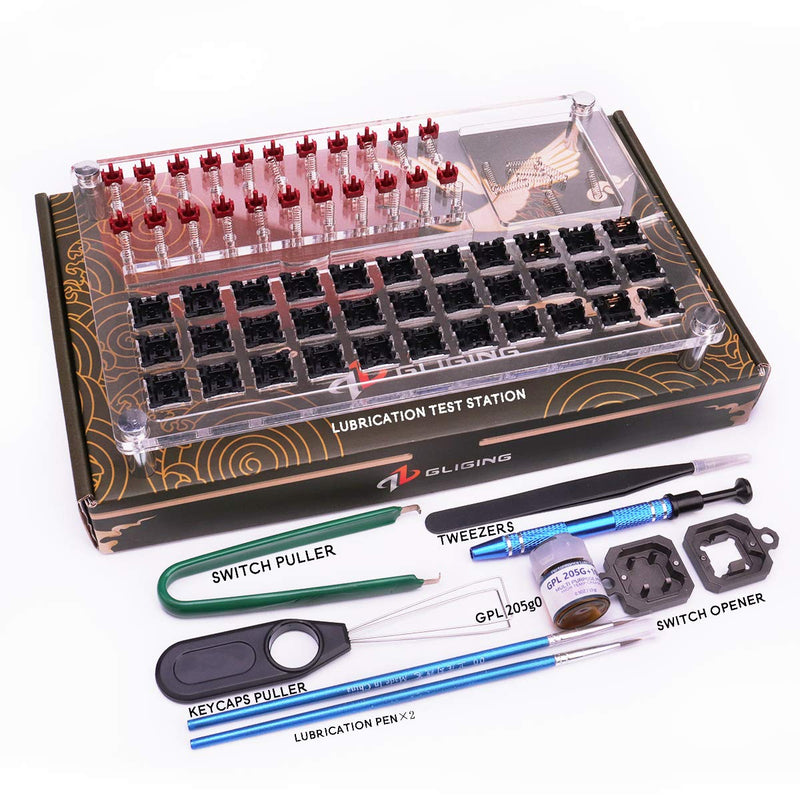Switch Tester Station Switch Opener with GPL 205g0 Lubricating Oil Acrylic Lube DIY Double-Deck Removal Platform Keycaps Puller for Custom Gateron Cherry Mechanical Keyboard(Lubrication Kit C) Lubrication Kit C