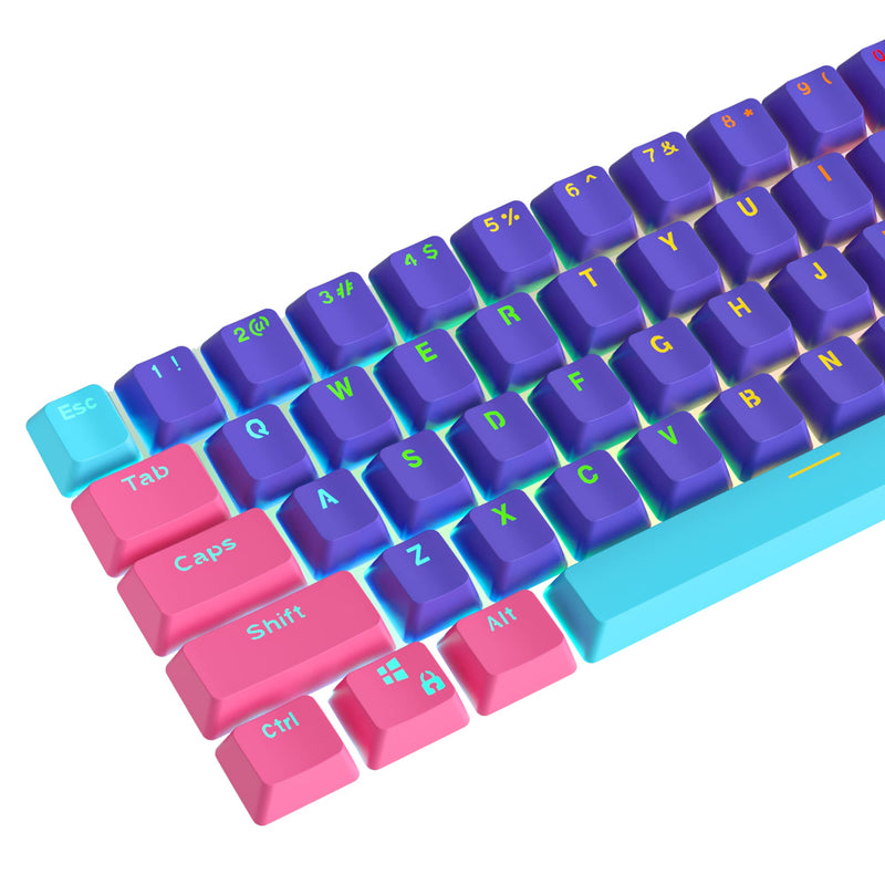 WHYSP 61 PBT Keycaps for 60 Percent Keyboard, Backlit Keycap Set for Mechanical Gaming Keyboard OEM Profile Blue Keycaps with Key Puller for Cherry MX Switches GK61(Peach) Peach