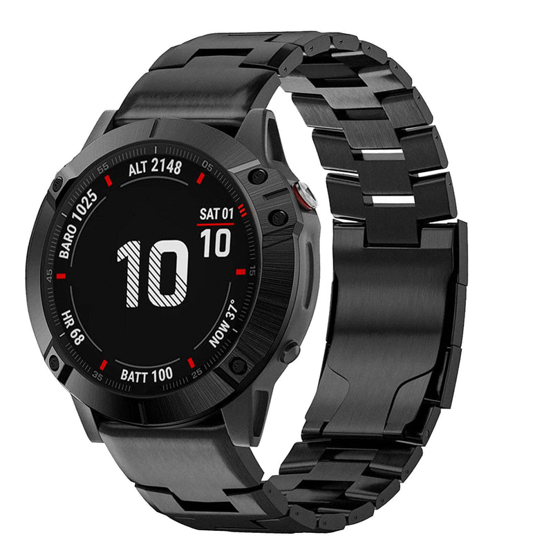 Abanen Titanium Watch Bands for Fenix 8 51mm / epix Pro 51mm/ Fenix 6X / Fenix 5X / Fenix 7X / Enduro, Quick Fit Wristband Strap with Stainless Steel Buckle for Garmin Tactix Delta,Black