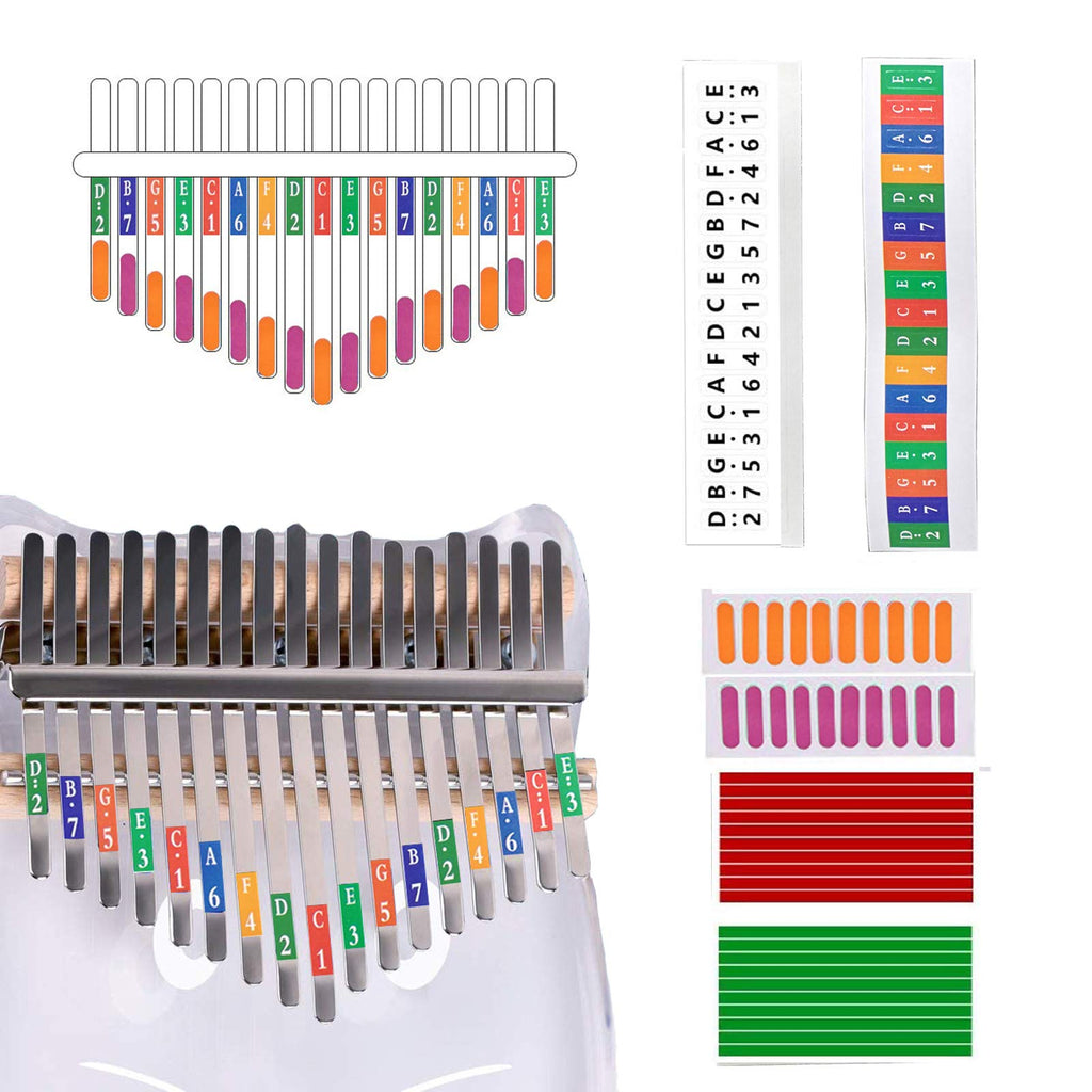 2set Kalimba Thumb Piano Note Stickers for Beginner Learner Musical Gift and Kalimba Scale Sticker Percussion (Color)