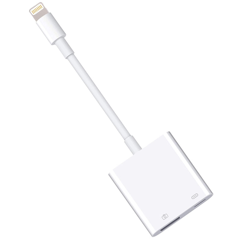 Lightning to USB3 Camera Adapter with Charging Port, Lightning Female USB OTG Cable Adapter for Select iPhone,iPad Models Support Connect Camera, Card Reader, USB Flash Drive, MIDI Keyboard (White)