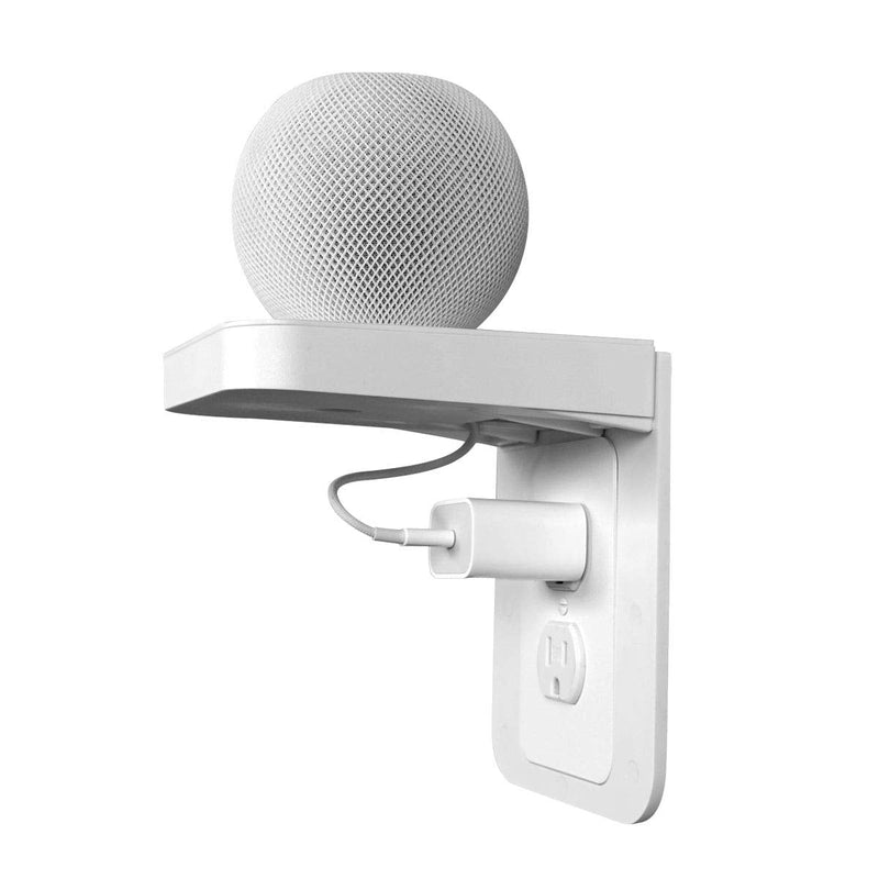 Outlet Shelf Holder, Bathroom Decor with Built-in Cable Management,A Space Saving Solution for Homepod Mini,Google Home/Echo/Smart Speakers/Electric Toothbrush/Cell Phone (Standard) Standard