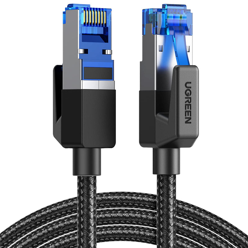 UGREEN Cat 8 Ethernet Cable 50FT, High Speed Braided 40Gbps 2000Mhz Network Cord Cat8 RJ45 Shielded Indoor Heavy Duty LAN Cables Compatible with Gaming PC PS5 PS4 PS3 Xbox Modem Router 50FT