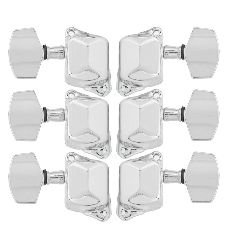 3 Left 3 Right Acoustic Guitar SemiClosed String Tuning Pegs Tuning Keys Machine Heads for Acoustic Guitar(Silver) Silver