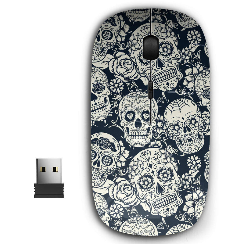 2.4G Ergonomic Portable USB Wireless Mouse for PC, Laptop, Computer, Notebook with Nano Receiver ( Day Dead Sugar Skull Floral )